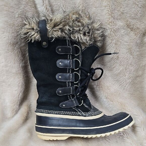 SOREL JOAN OF ARCTIC BLACK WINTER BOOTS, SIZE 9 - Picture 1 of 11
